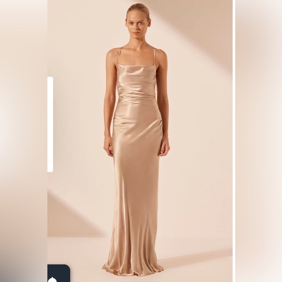 Shona Joy Dresses & Skirts - Shona Joy La Lune Lace Back Maxi Dress- Gold